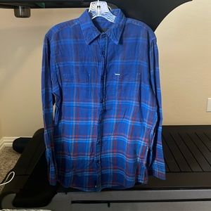 Blue plaid button down